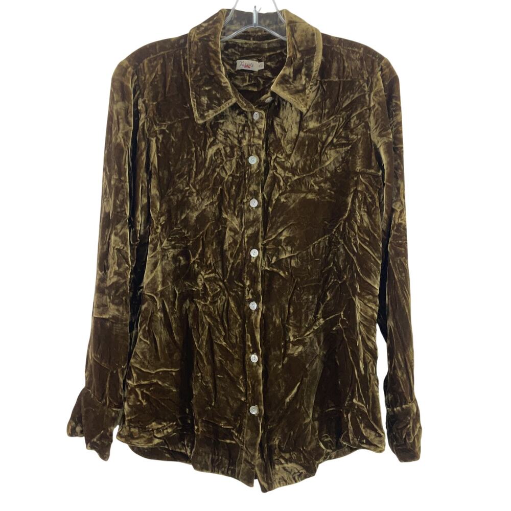 Faherty Brown Velvet Button Down Shirt - image 1